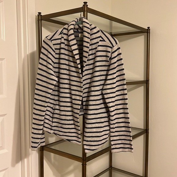 LOFT Jackets & Blazers - Grey and blue knit blazer, XL, The Loft. Distressed, casual layering piece.